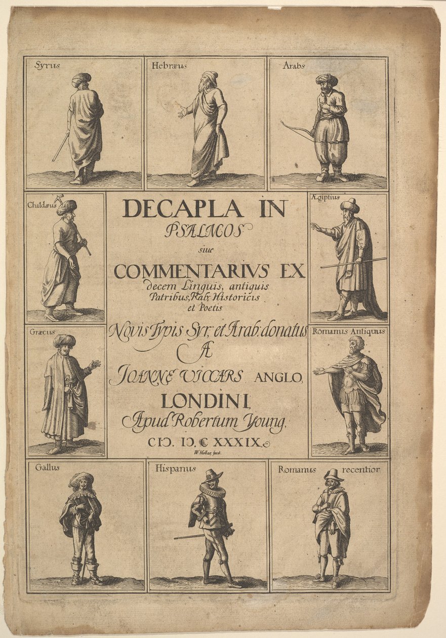 Başlık sayfası: Decapla in Psalmos, 1639. by Wenceslaus Hollar
