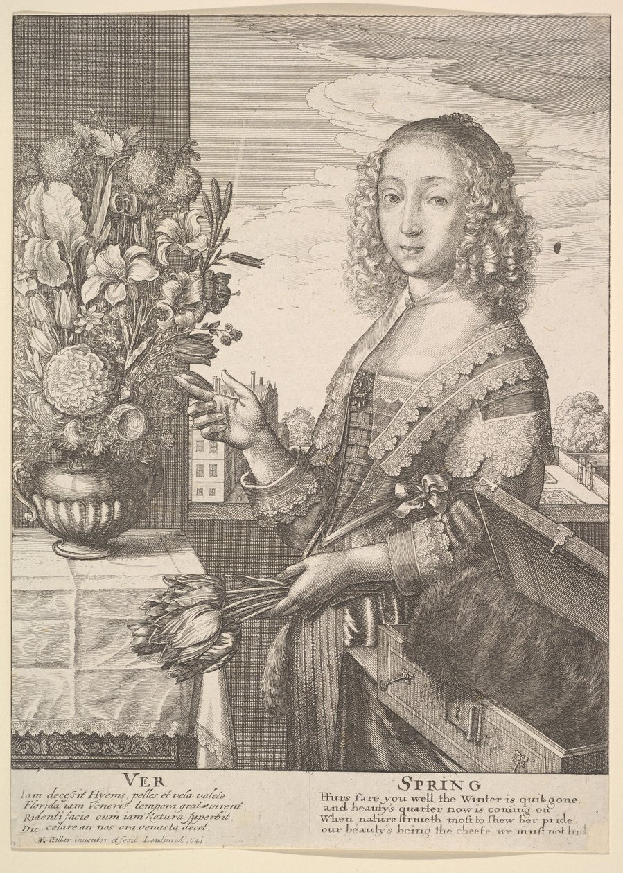 Ver - İlkbahar Üç çeyrek uzunluktaki mevsimler, 1641. by Wenceslaus Hollar