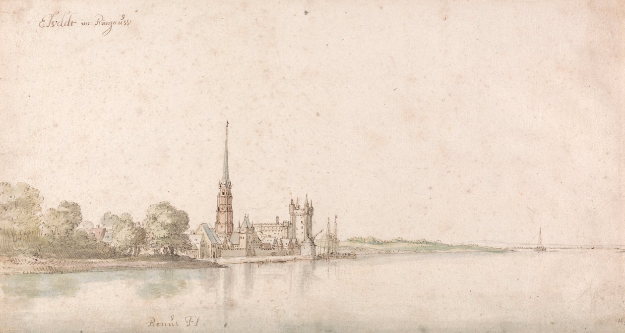 Ren Nehri üzerindeki Eltville'in görünümü by Wenceslaus Hollar