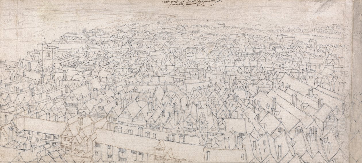 Southwark'ın Doğu Kısmının Greenwich'e Doğru Görünümü by Wenceslaus Hollar