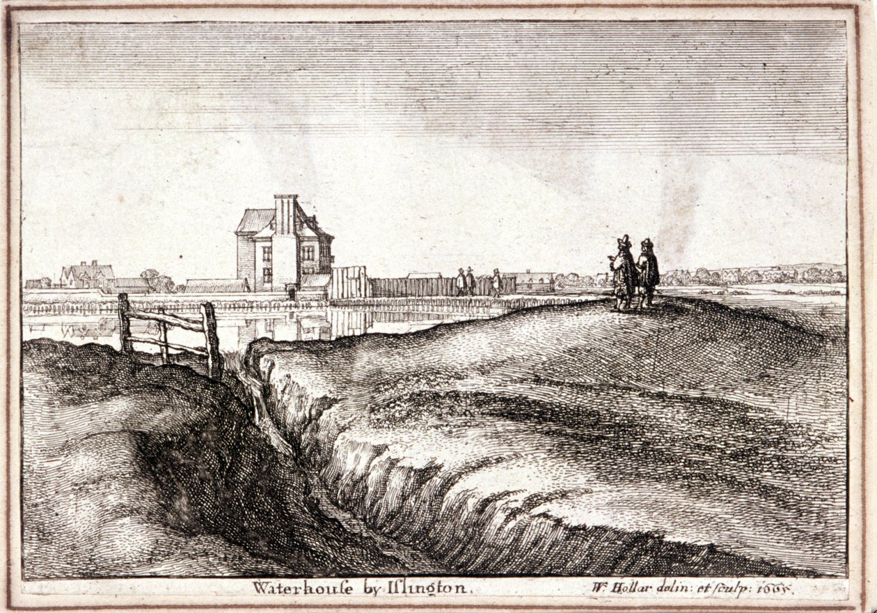 New River Head çevresindeki bölgenin görünümü, Finsbury, Londra, 1665 by Wenceslaus Hollar