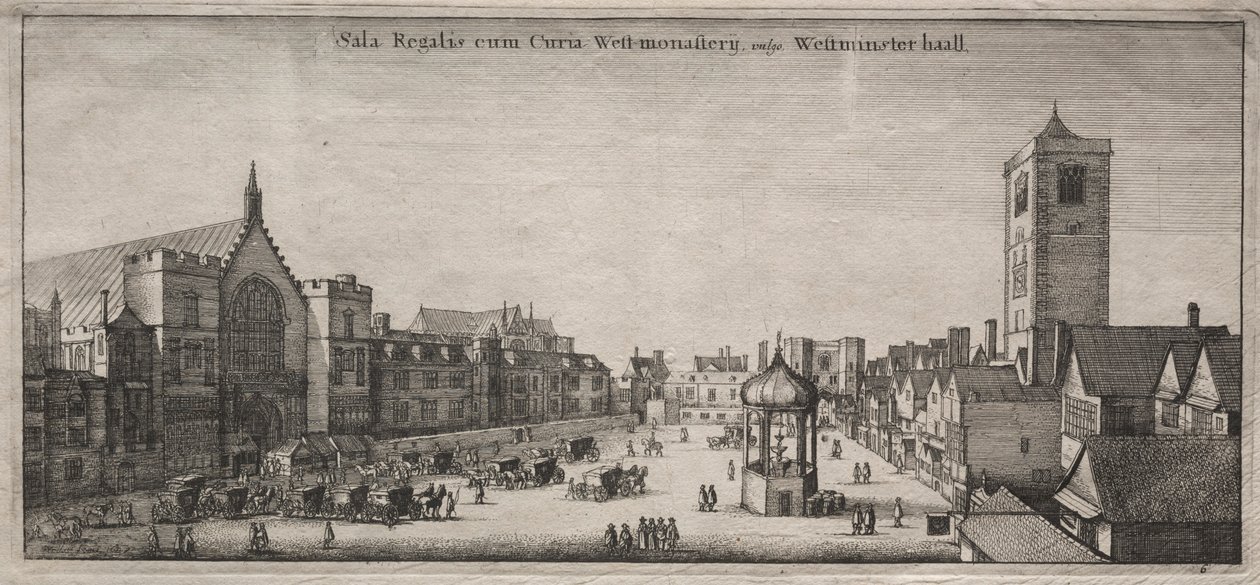 Londra Manzaraları: Westminster Hall ile New Palace Yard ve Clock House, 1647. by Wenceslaus Hollar