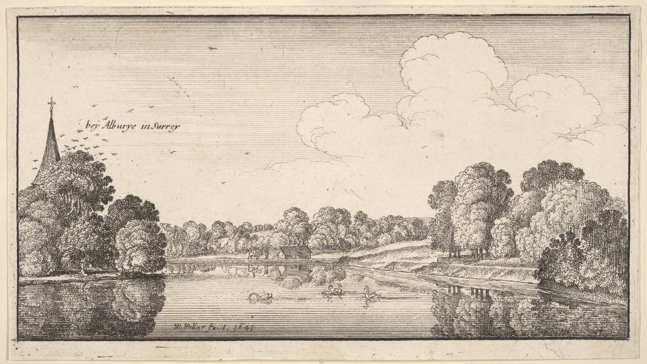 Albury yakınlarındaki kırsal manzaralar, Surrey, 1645. by Wenceslaus Hollar