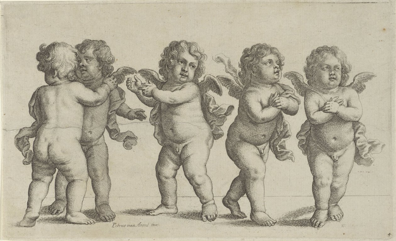 beş Kerubim Paedopaegnion (dizi başlığı) by Wenceslaus Hollar