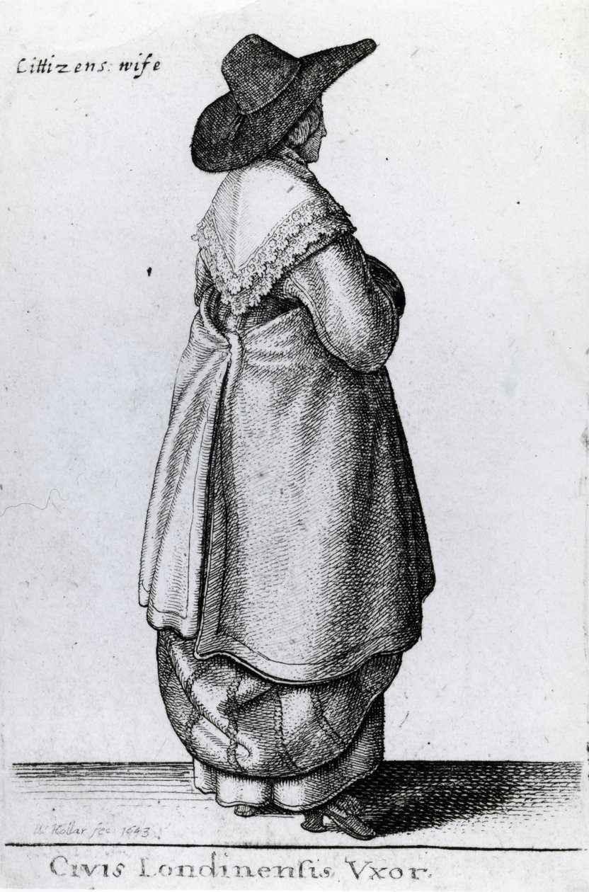 Londra Vatandaşının Karısı, 1643 by Wenceslaus Hollar