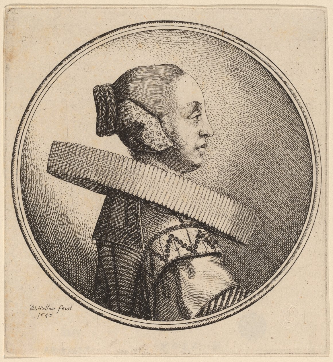 Profilde Ruff Olan Kadın by Wenceslaus Hollar