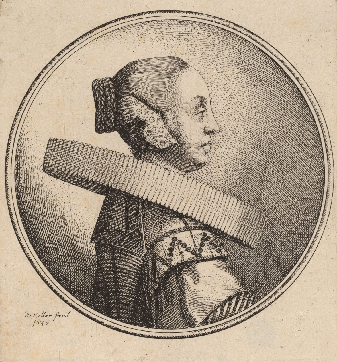Profilde Ruff Olan Kadın, 1643. by Wenceslaus Hollar