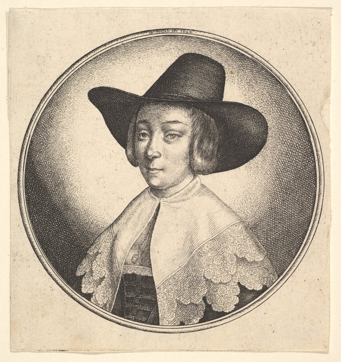 Geniş kenarlı şapkalı kadın, 1642. by Wenceslaus Hollar