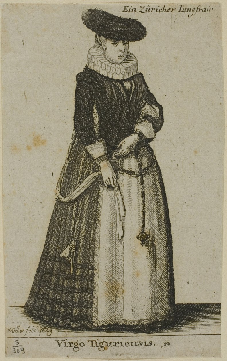 genç Zürih kadın by Wenceslaus Hollar