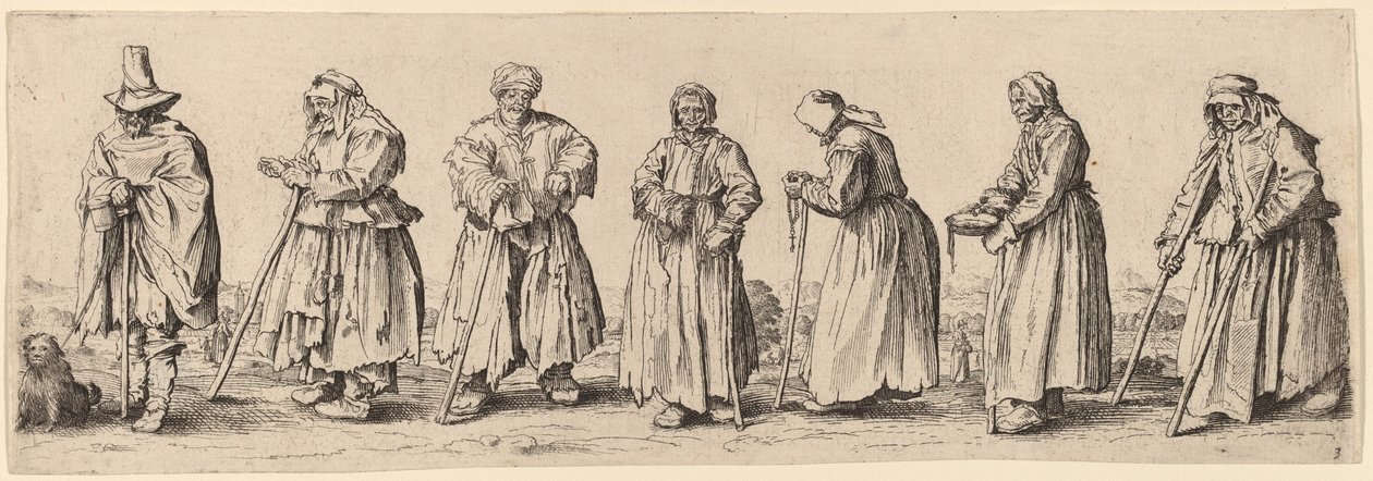 Erkek ve Kadın Dilenciler by Wenceslaus Hollar after Jacques Callot