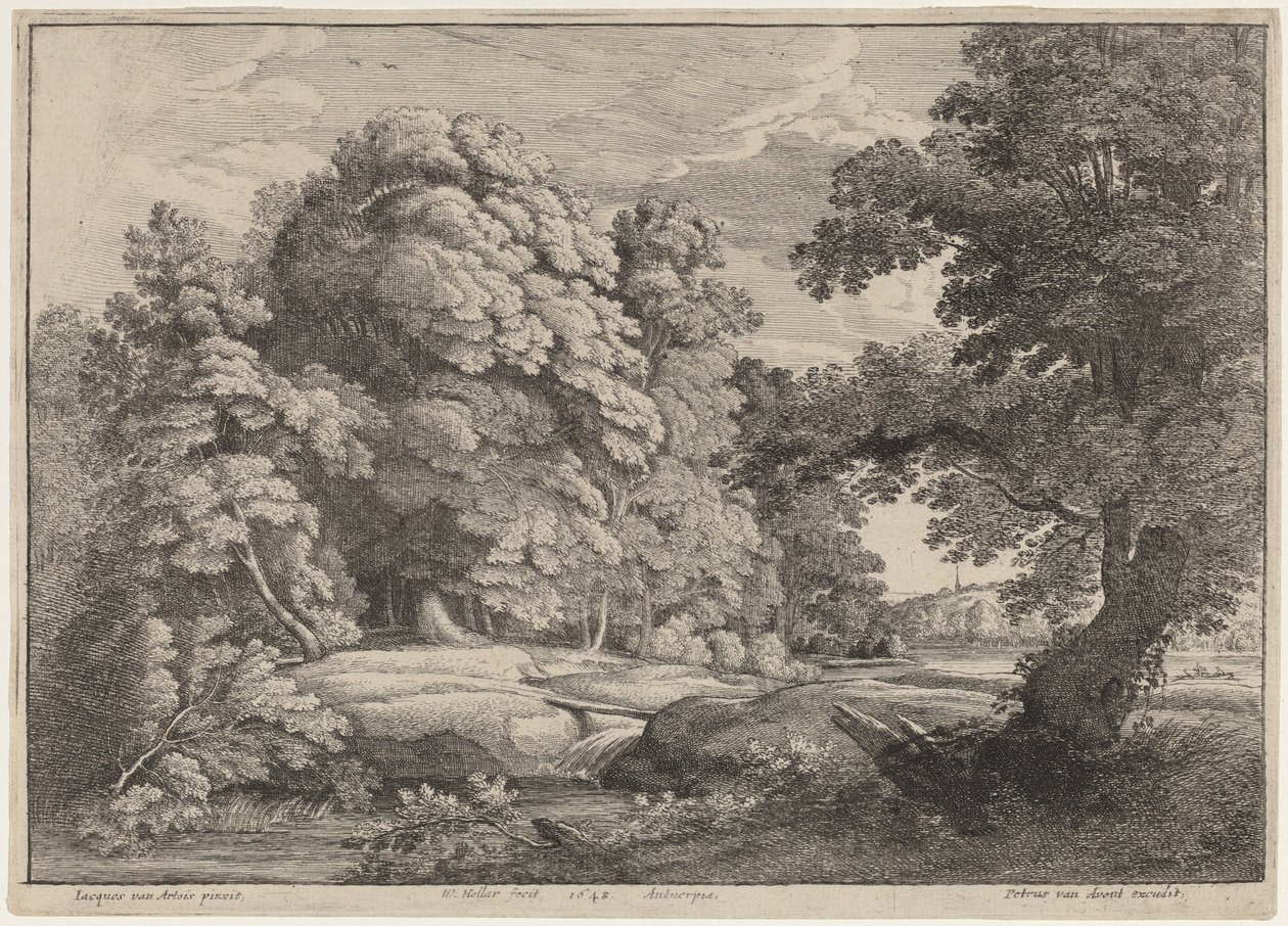 Şelalenin Üzerindeki Köprü by Wenceslaus Hollar after Jacques d