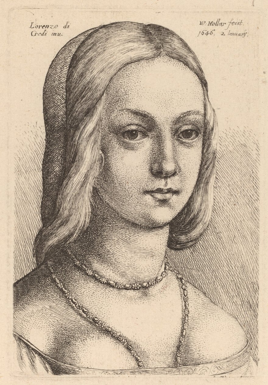 Sağa Bakan Kadın Başkanı by Wenceslaus Hollar after Lorenzo di Credi