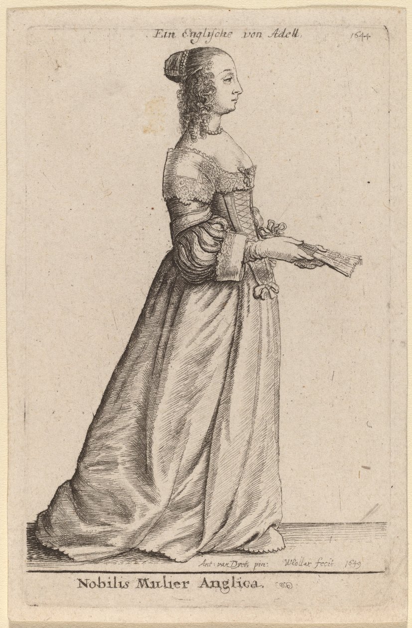 Ünlü İngiliz kadın by Wenceslaus Hollar after Sir Anthony van Dyck