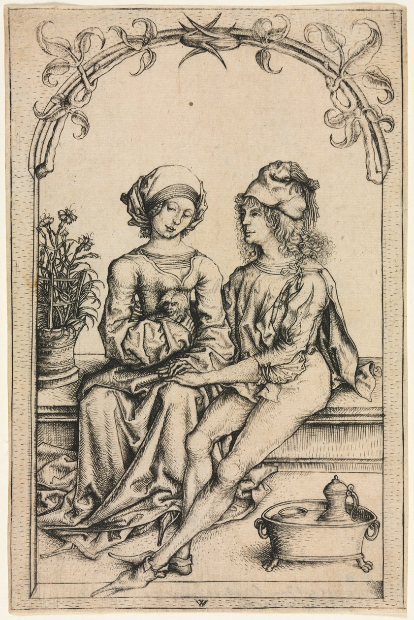 Aşıklar (Ev Kitabı Ustasından sonra), c. 1490 (gravür) by Wenzel or Wenceslaus von (after) Olmutz