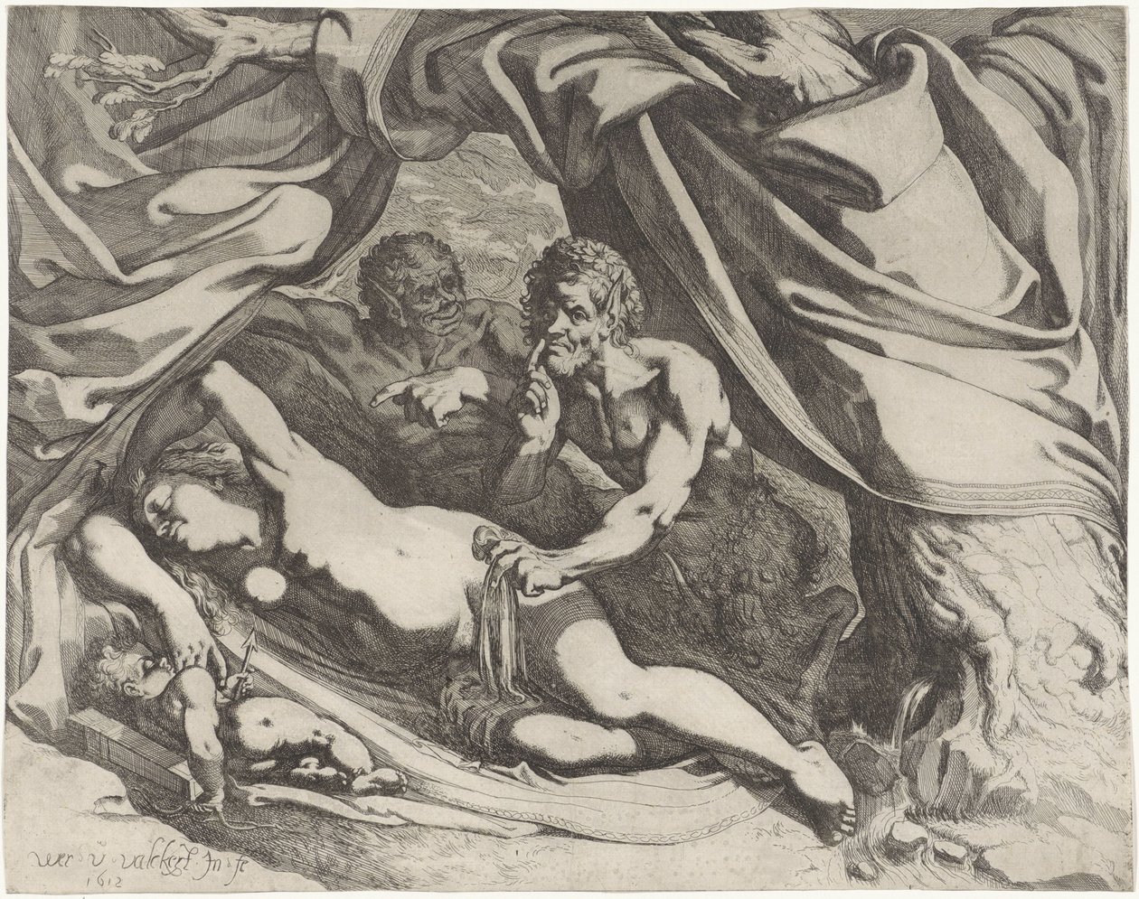 Uyuyan Venüs bakışlarla görüntülendi by Werner van den Valckert