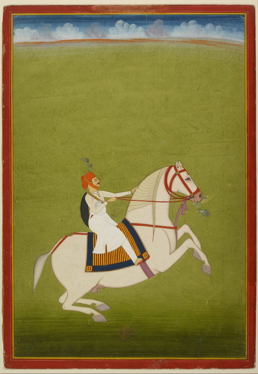 Atlı Rajput, 19. yüzyılın başları (kağıt üzerine guaş) by West Indian School