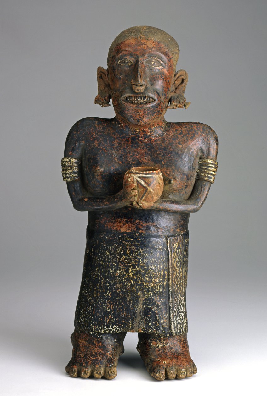 Ayakta Kadın Figürü, MÖ 200-300 M.Ö. (kırmızı, beyaz ve siyah astarlı seramik) by West Mexican