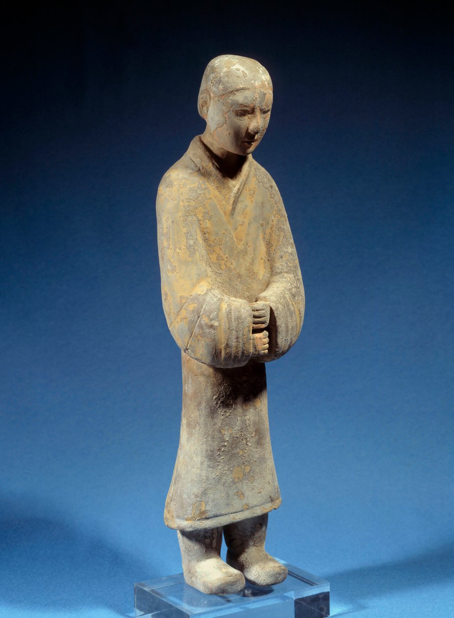 Çin Sanatı: Kadının adak yapması; Han döneminden (antik) mezar pişmiş toprak. Paris, Müze Cernuschi by Western Han Dynasty Chinese School