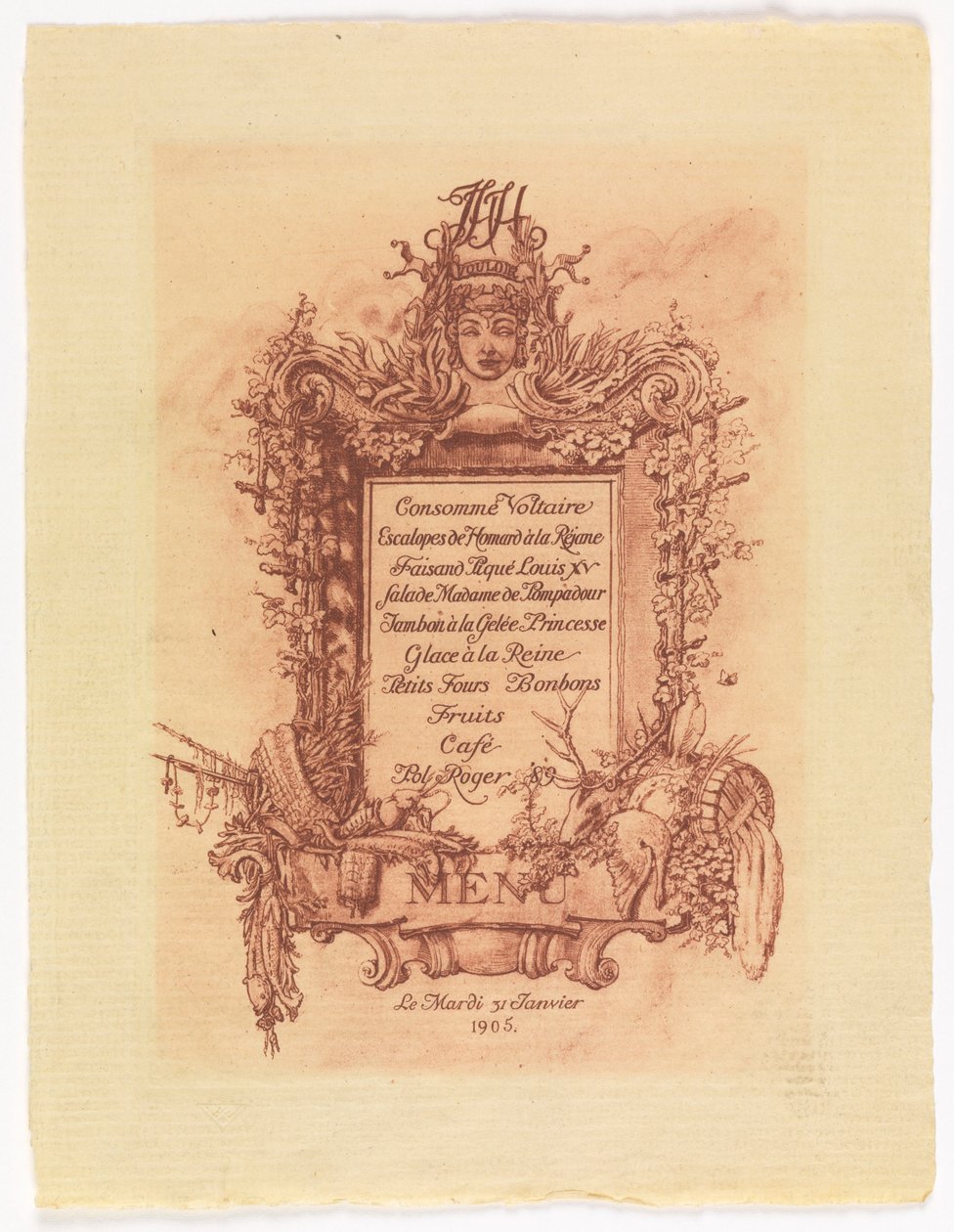 31 Ocak 1905 James Hazen Hyde Tarafından Verilen Balonun Menüsü by Whitney Warren Jr.