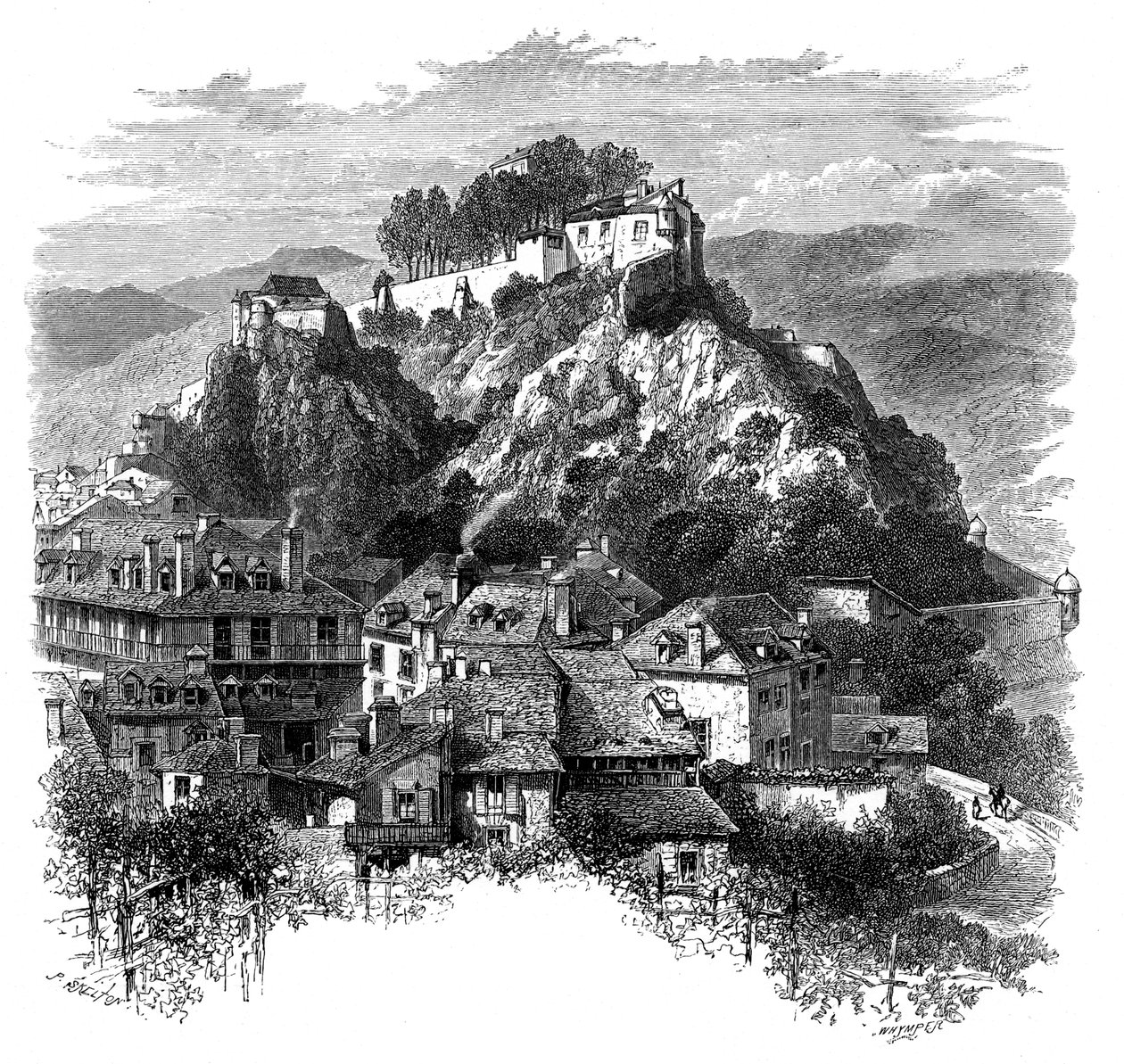 Lourdes Kalesi, Fransa, 19. yüzyıl. by Whymper