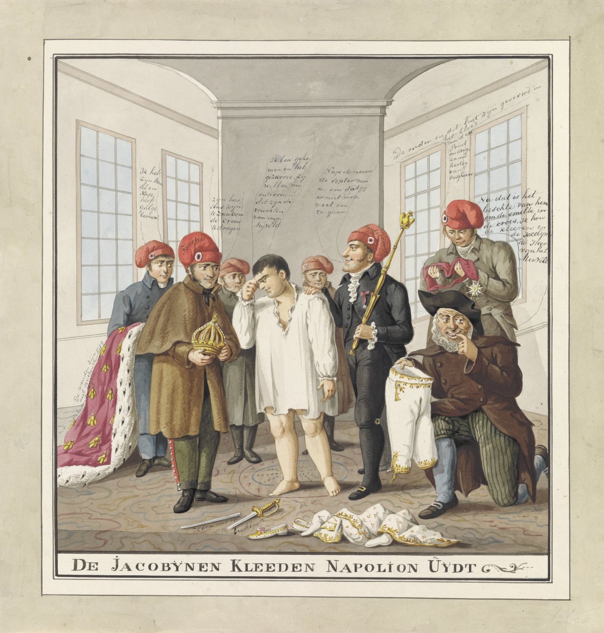 Napolyon, Jakobenler tarafından çırılçıplak soyuldu, 1815 Jakoben Kumaş Napolion Uijdt (nesne üzerindeki başlık) by Wijnand Esser