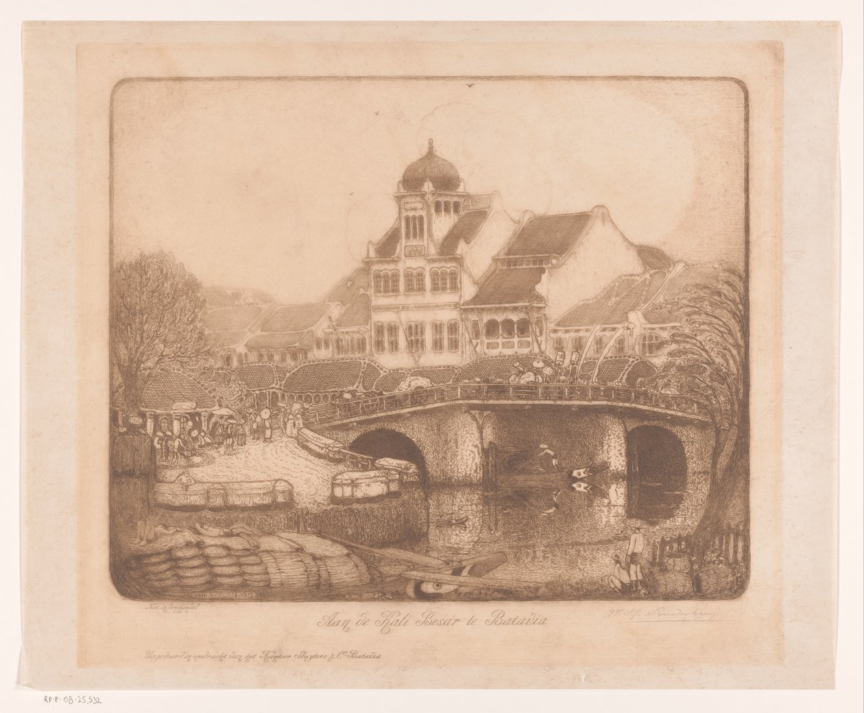 Aan de Kali Besar te Batavia (nesnedeki orijinal başlık) by Wijnand Otto Jan Nieuwenkamp (signed by artist)