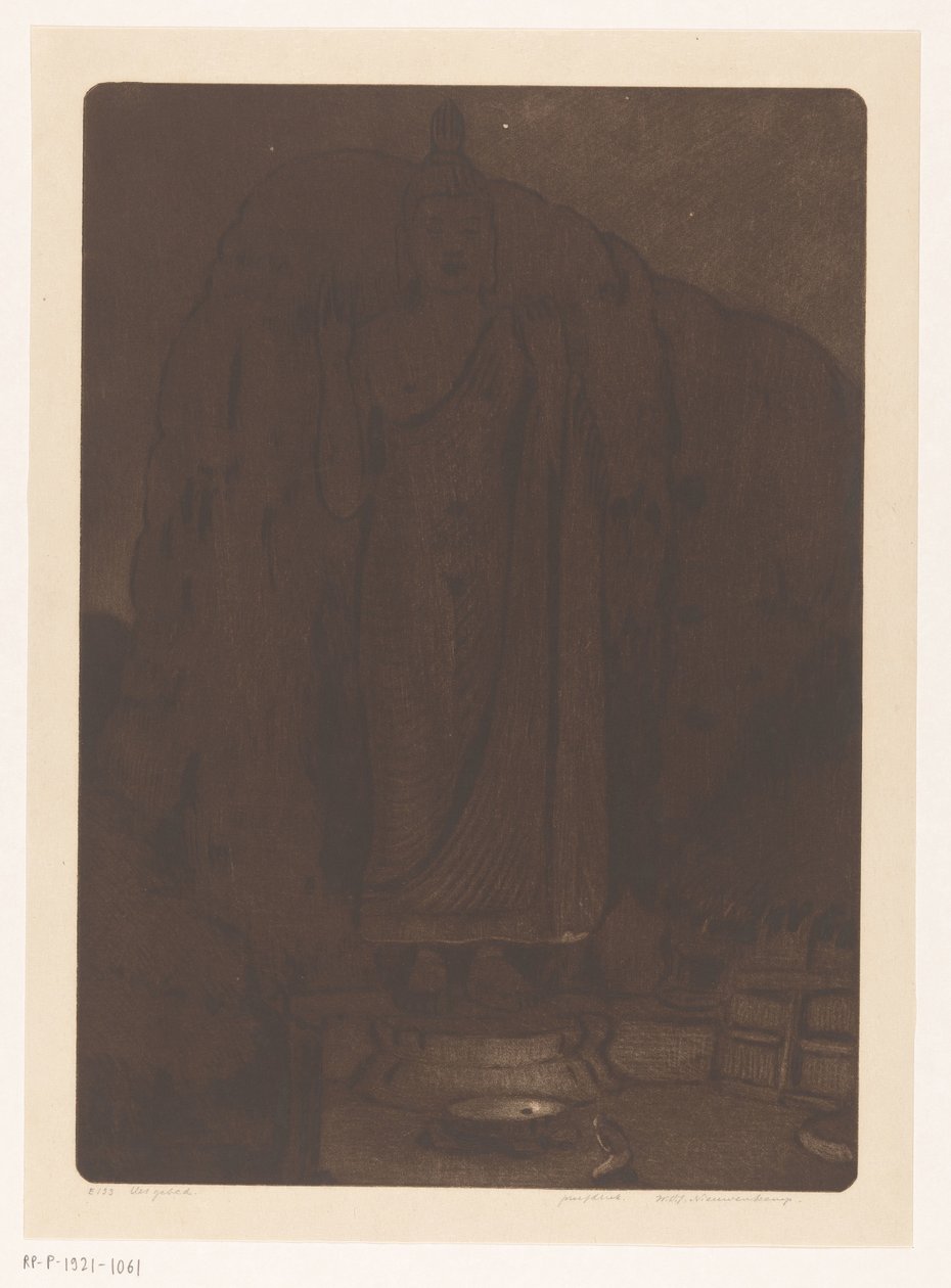 Beeld van de boeddha Avukana bij Kekirawa op Sri Lanka Het gebed (orijinal başlık) by Wijnand Otto Jan Nieuwenkamp (signed by artist)