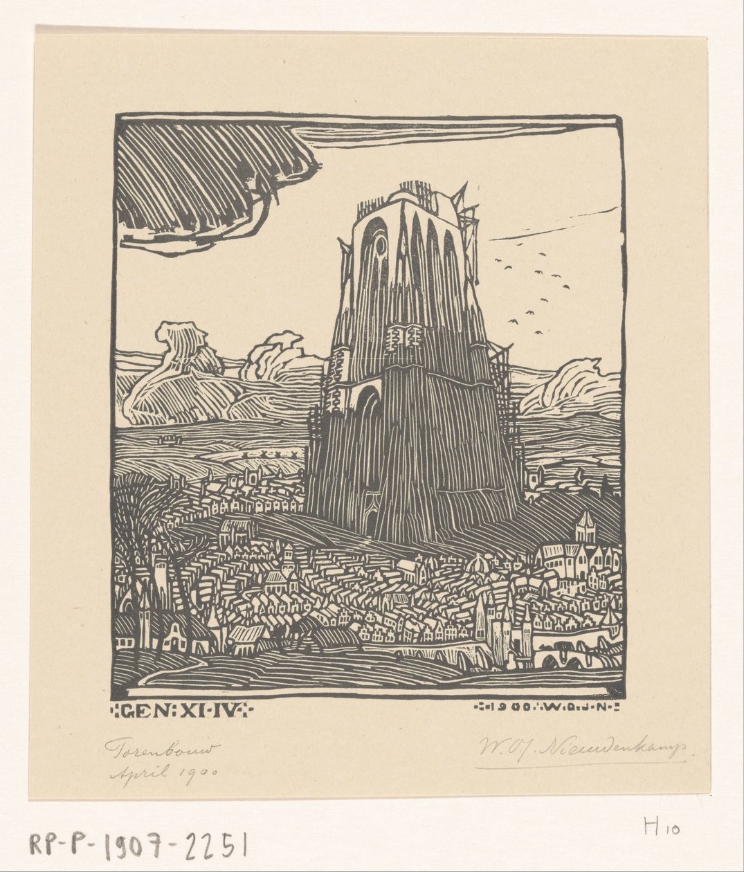Babil Kulesi İnşaatı Kule binası (orijinal başlık) by Wijnand Otto Jan Nieuwenkamp (signed by artist)