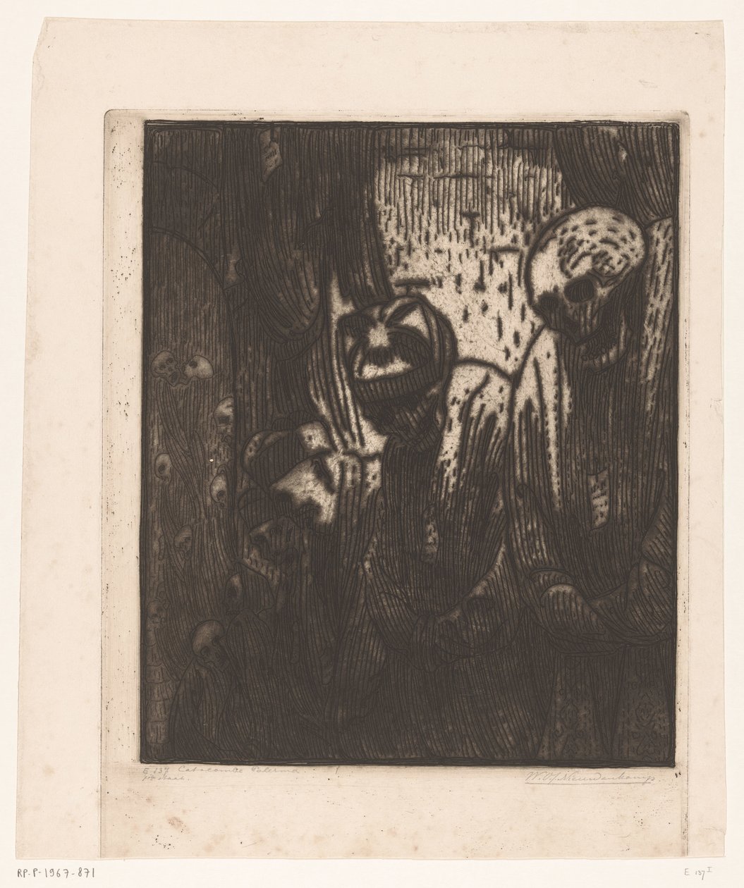 Catacombe, Palermo (nesne üzerindeki orijinal başlık) by Wijnand Otto Jan Nieuwenkamp (signed by artist)