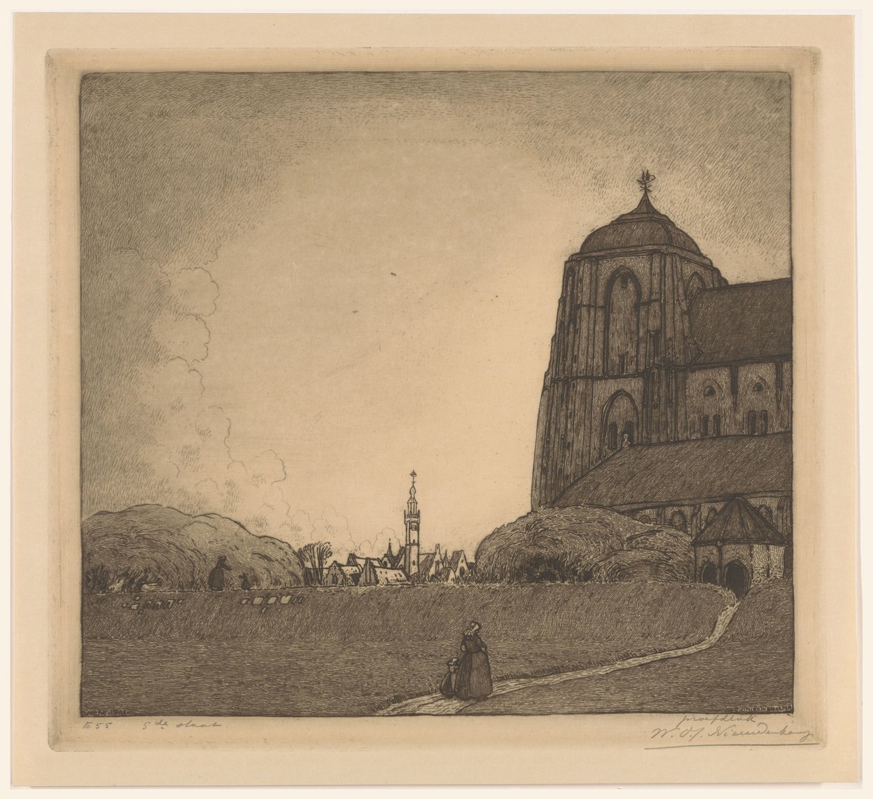 Veere'nin görünümü (orijinal başlık) by Wijnand Otto Jan Nieuwenkamp (signed by artist)