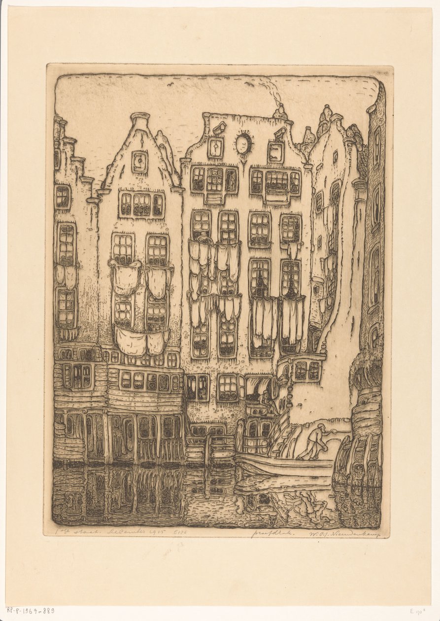 Amsterdam Amsterdam'daki Sint-Olofssteeg'deki kanal evleri (orijinal başlık) by Wijnand Otto Jan Nieuwenkamp (signed by artist)