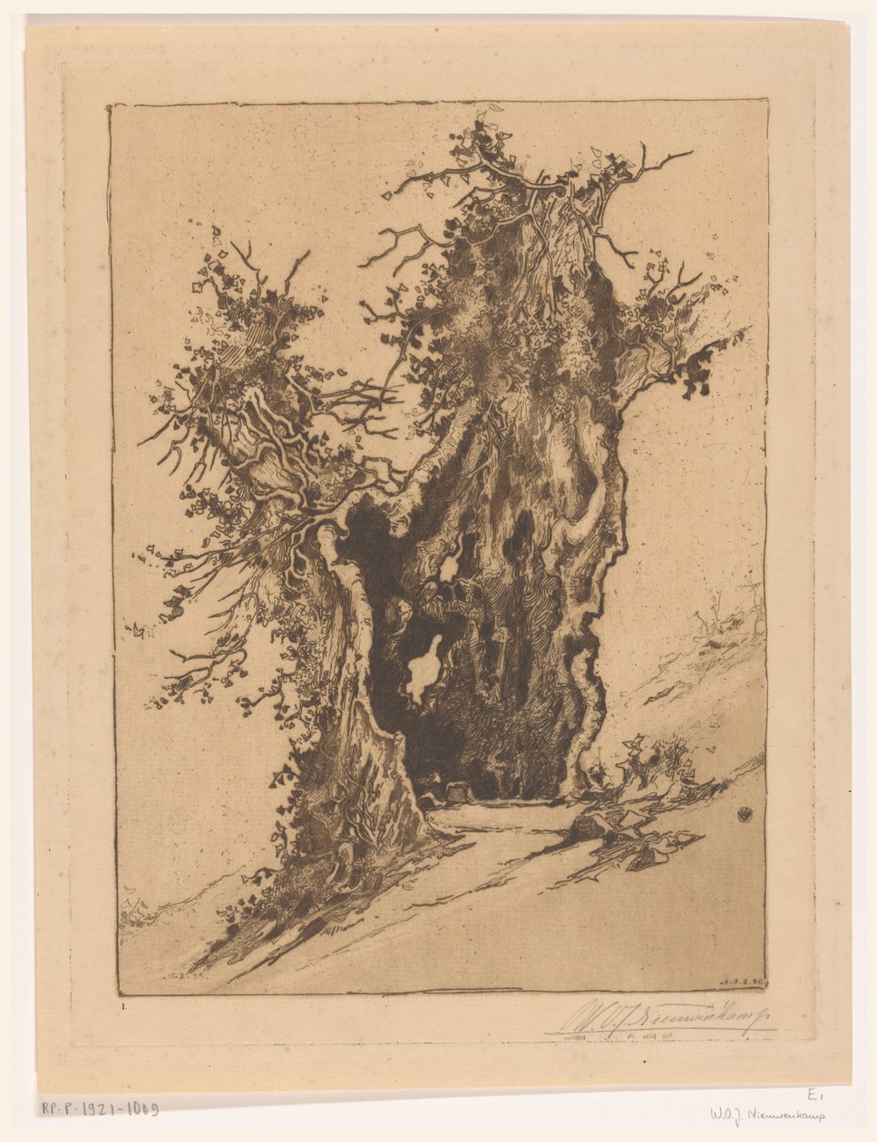 İsviçre'deki Seelisberg'deki içi boş ağaç İçi boş ağaç (orijinal başlık) by Wijnand Otto Jan Nieuwenkamp (signed by artist)
