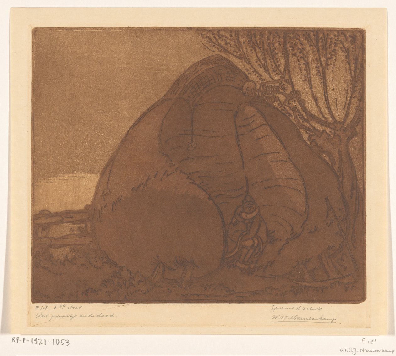 Ölüm tarafından gözetlenen kadın ve erkek Çift ve Ölüm (orijinal başlık) by Wijnand Otto Jan Nieuwenkamp (signed by artist)