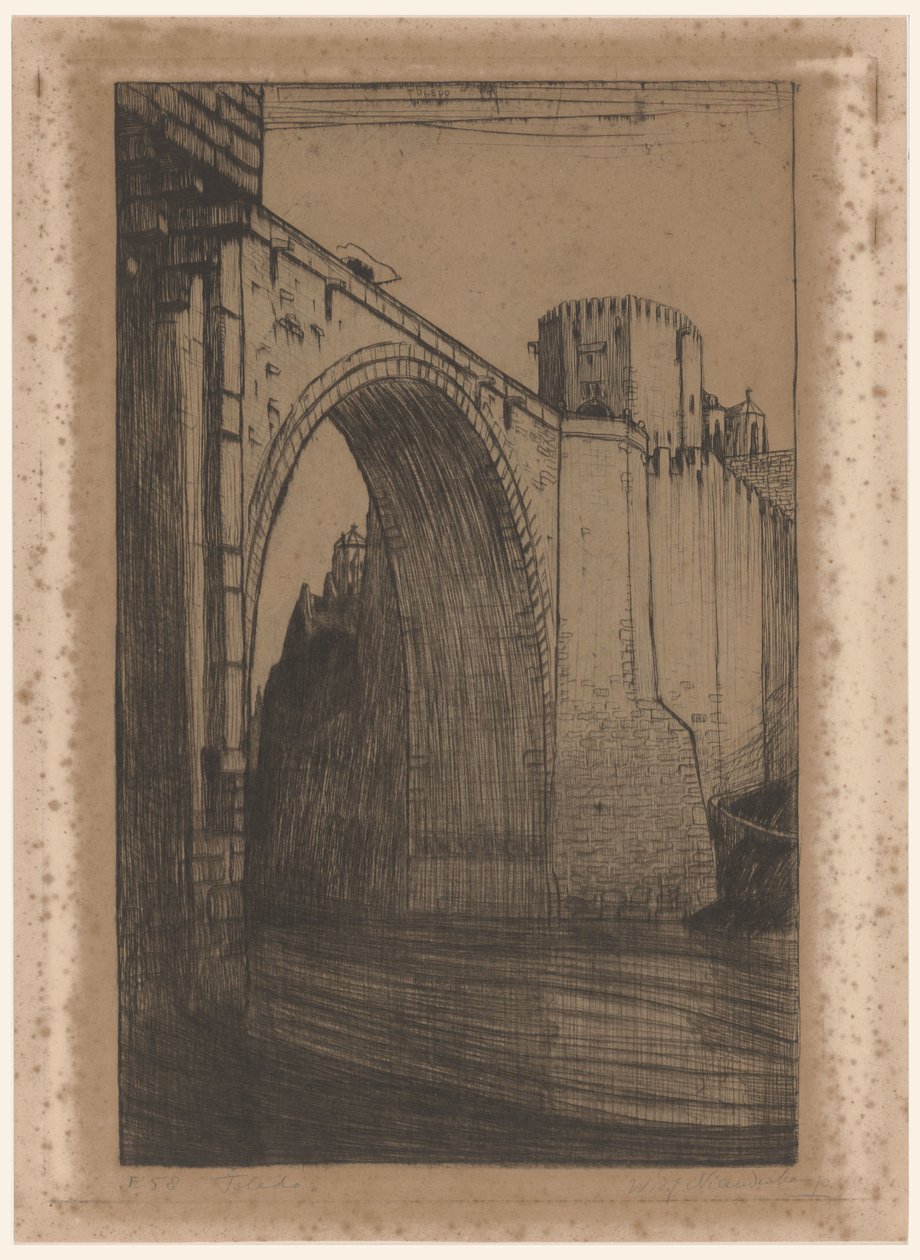 Puente de Alcántara, Toledo Toledo'da de Taag üzerinde, de oude brug (orijinal başlık) by Wijnand Otto Jan Nieuwenkamp (signed by artist)