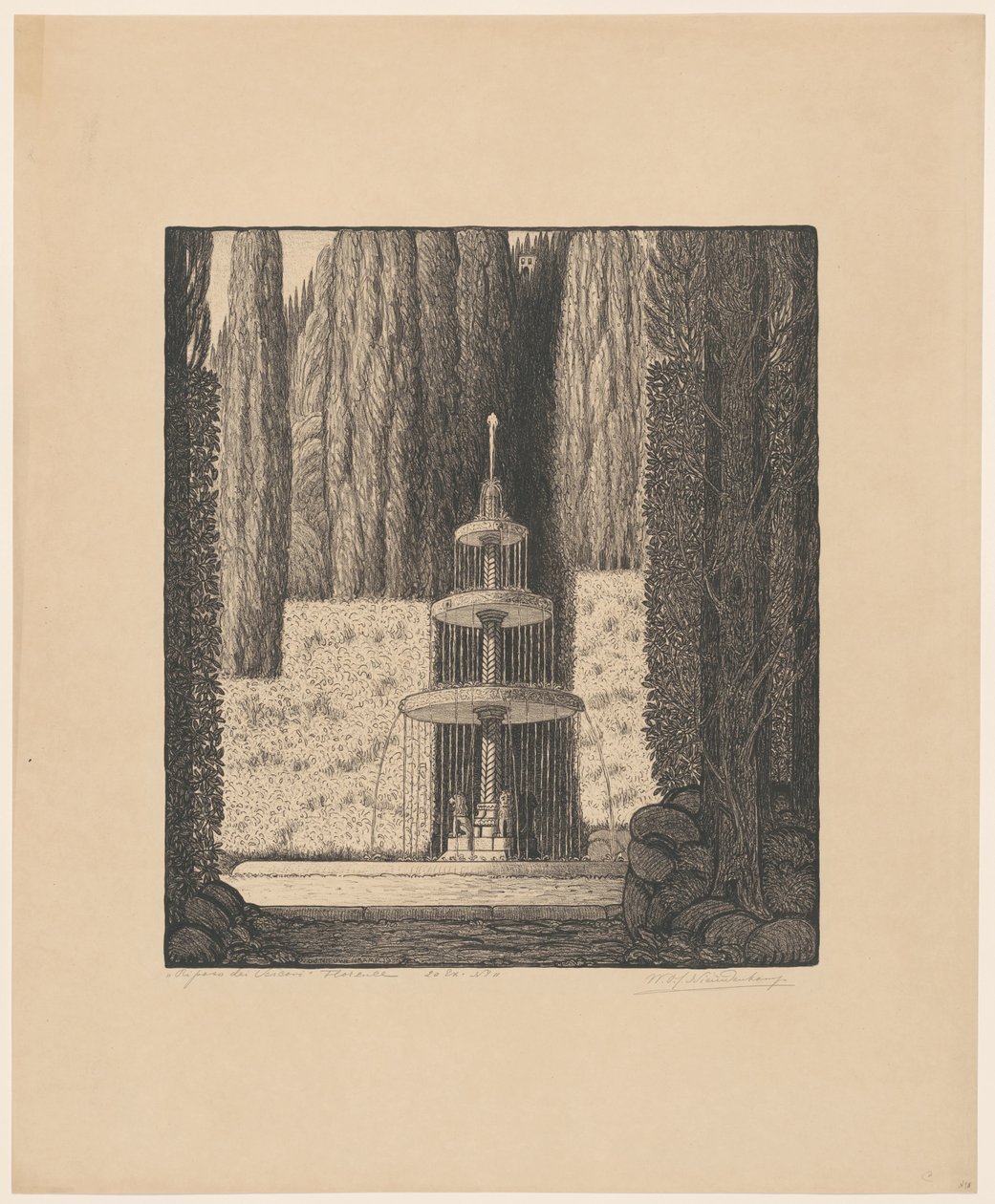 Piskoposlar Floransa'nın Geri Kalanı (nesnedeki orijinal başlık) by Wijnand Otto Jan Nieuwenkamp (signed by artist)