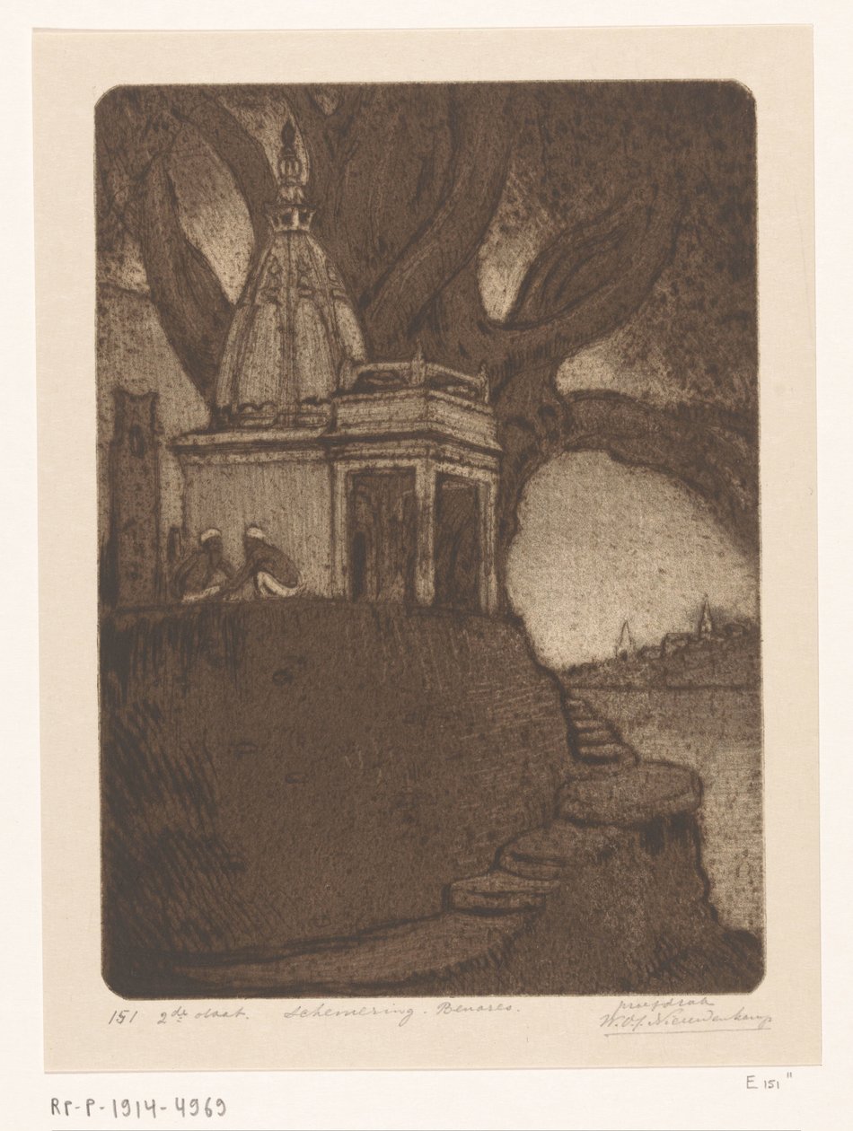 Geceleri Benares Tapınağı Sunset, Benares (orijinal başlık) by Wijnand Otto Jan Nieuwenkamp (signed by artist)