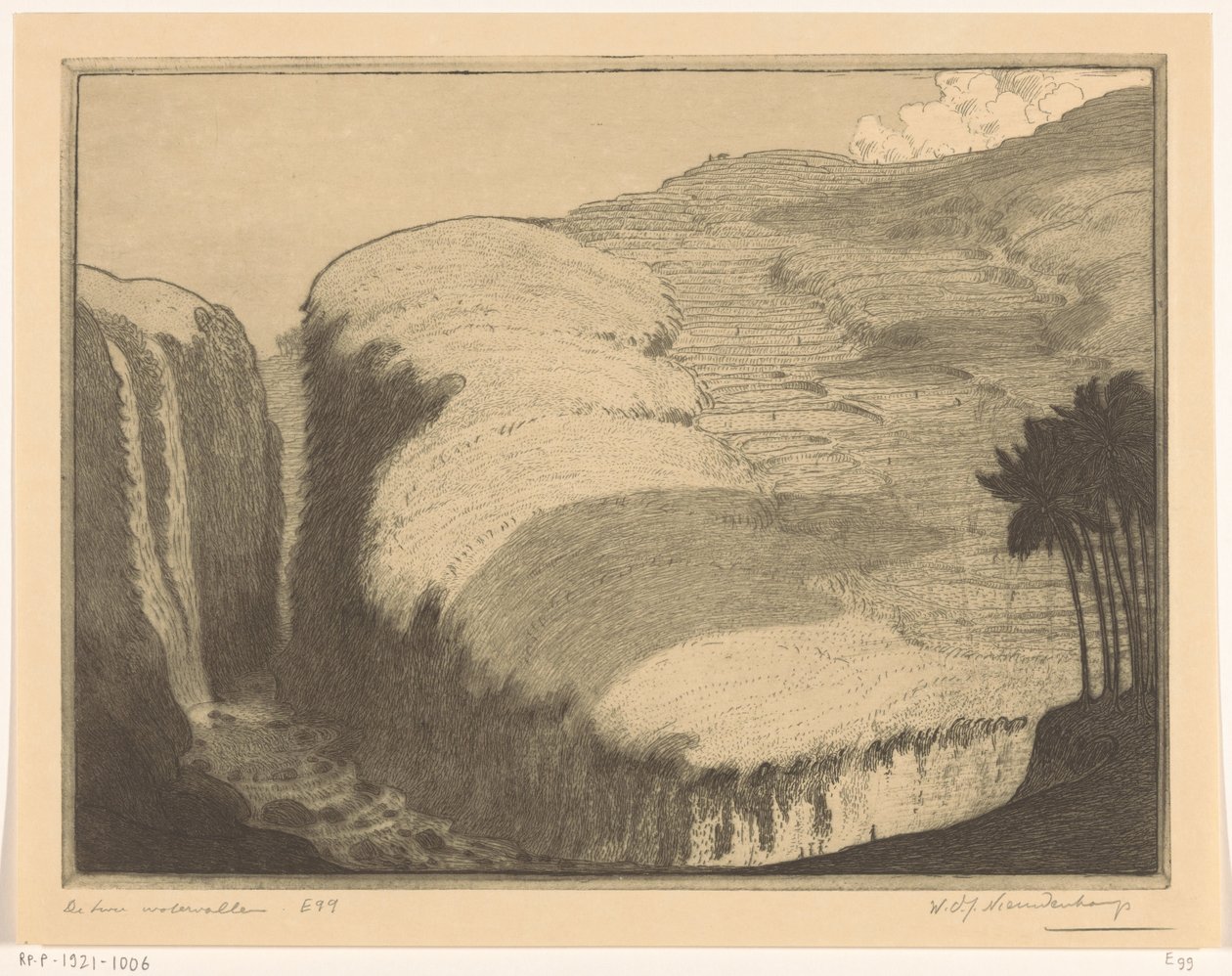 Bali'deki Gianyar'da iki şelale İki şelale (orijinal başlık) by Wijnand Otto Jan Nieuwenkamp (signed by artist)