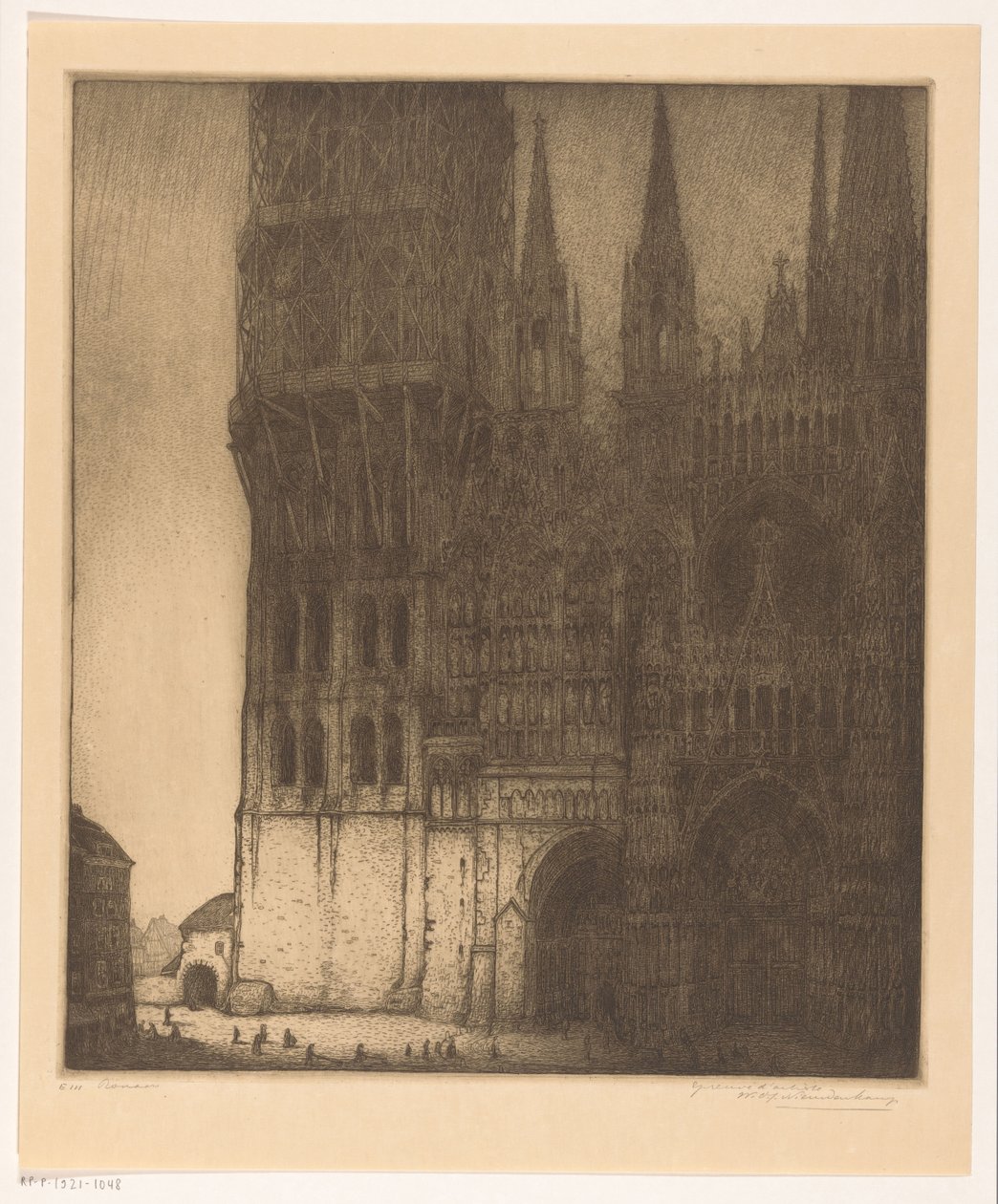 Rouen Rouen'deki Meryem Ana Katedrali'nin cephesi (orijinal başlık) by Wijnand Otto Jan Nieuwenkamp (signed by artist)