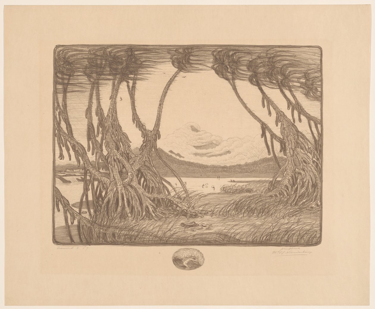 Zeewind, Java Zeewind I'in güney sahili (nesnedeki orijinal başlık) by Wijnand Otto Jan Nieuwenkamp (signed by artist)