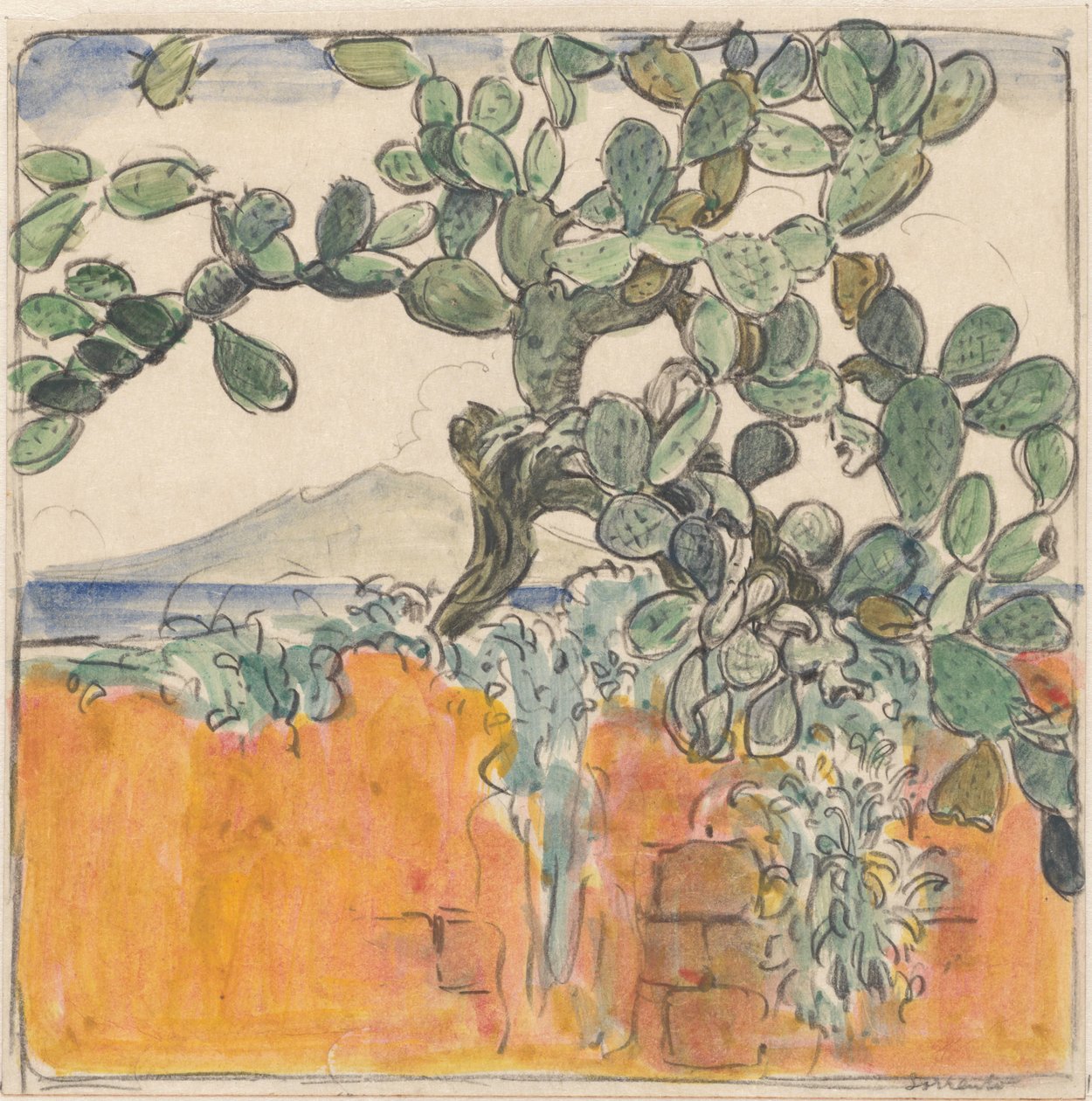 Sorrento'dan Kaktüslü Vezüv Yanardağı'nın görünümü by Wijnand Otto Jan Nieuwenkamp