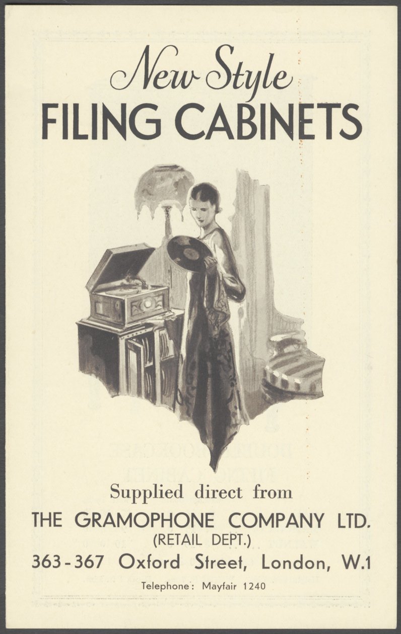 The Gramophone Company Dosya Dolapları, 1920