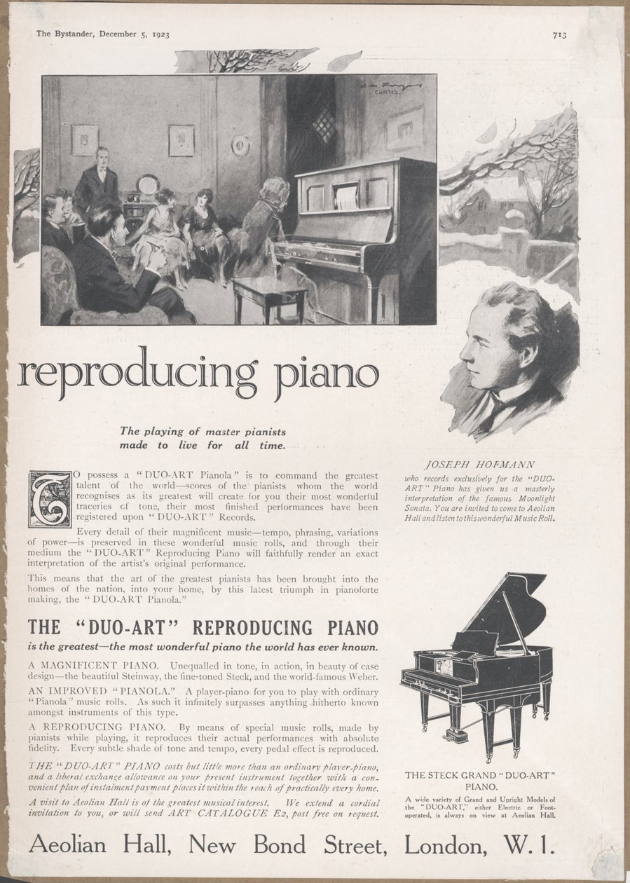 Aeolian Company Pianolas, 1923 by Wilfred Fryer