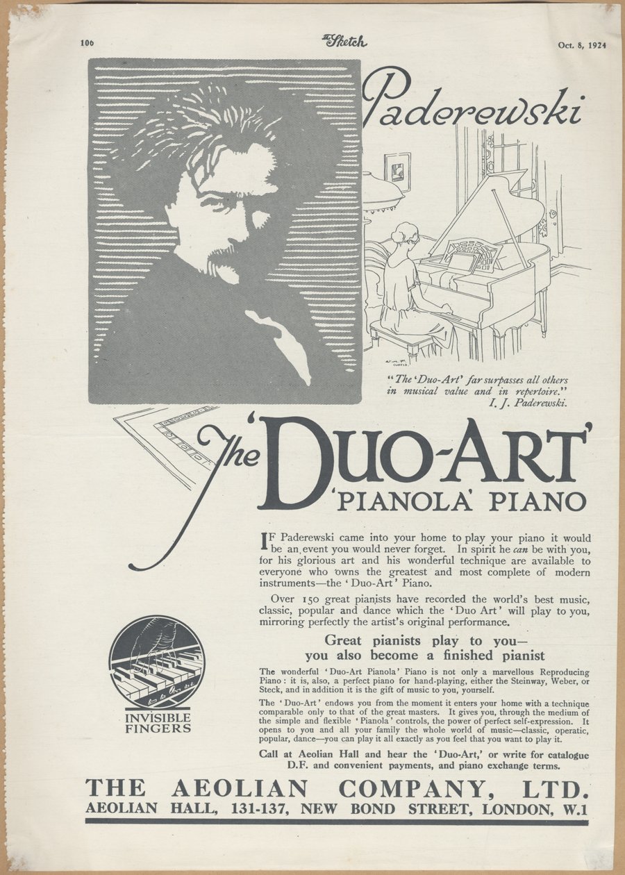 Aeolian Company Pianolas, 1924 by Wilfred Fryer