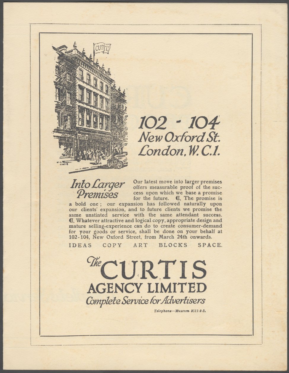 Curtis Reklam Ajansı, 1920