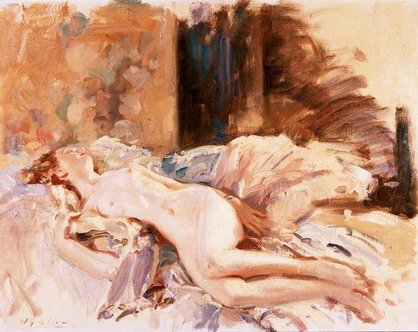 uzanmış çıplak by Wilfred Gabriel de Glehn