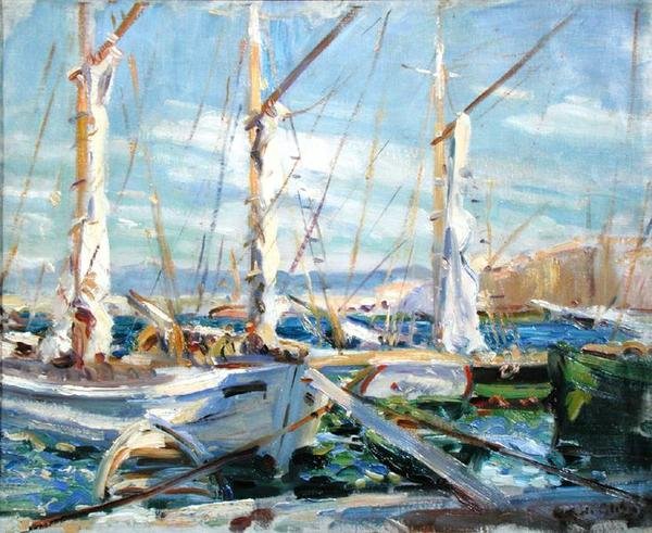 St. Tropez (tuval üzerine yağlı boya) by Wilfred Gabriel de Glehn