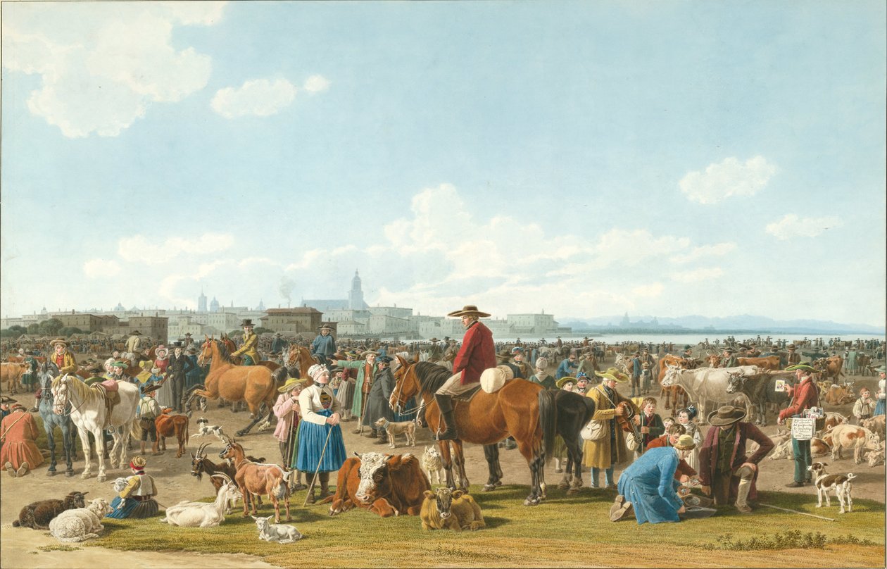 Göl Üzerindeki Büyük Şehirden Önce Sığır Pazarı, 1820 by Wilhelm Alexander Kobell