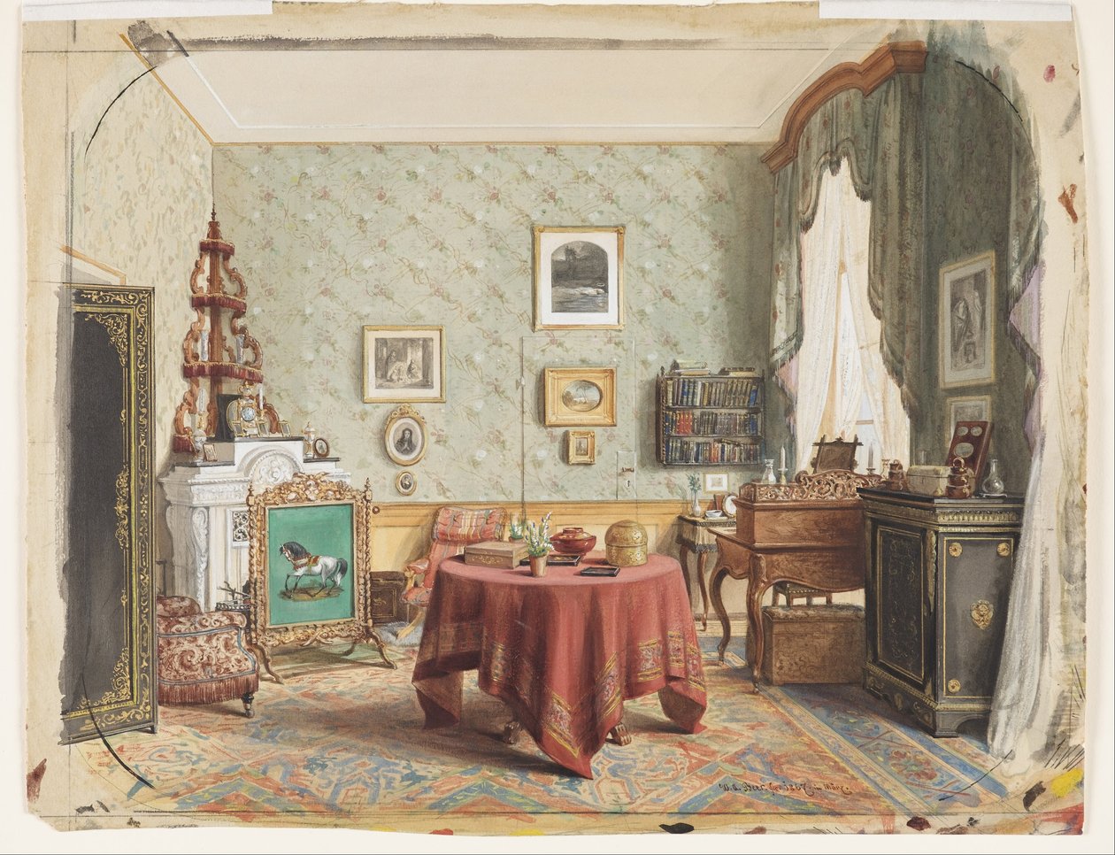 Yazı Masalı Oturma Odası by Wilhelm Amandus Beer