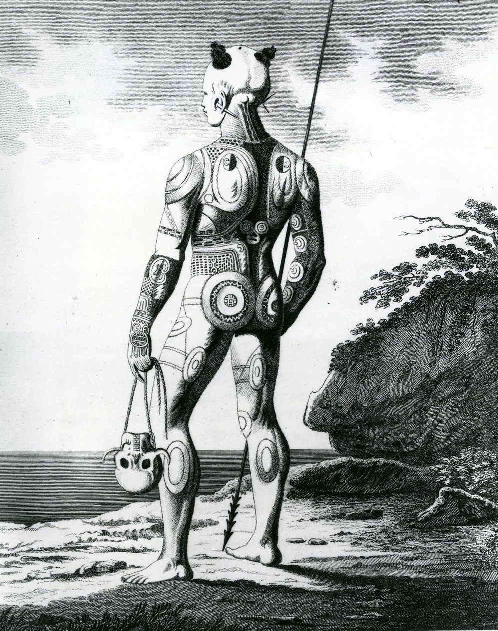 A Young Noukahiwan man not completely Tattooed, 1813  by Wilhelm Gottlieb Tilesius von Tilenau