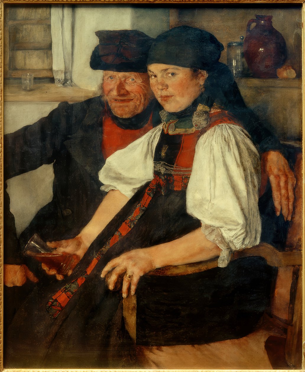 W.Leibl, yaşlı çiftçi ve genç kız by Wilhelm Maria Hubertus Leibl